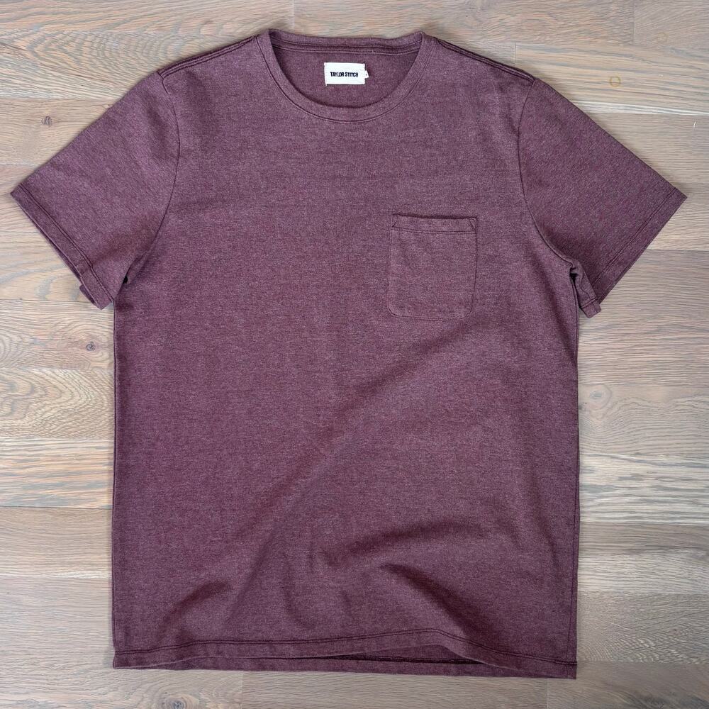 Taylor Stitch Heavy Bag Pocket Tee Shirt Russet Mauve Mens Size XL (44)